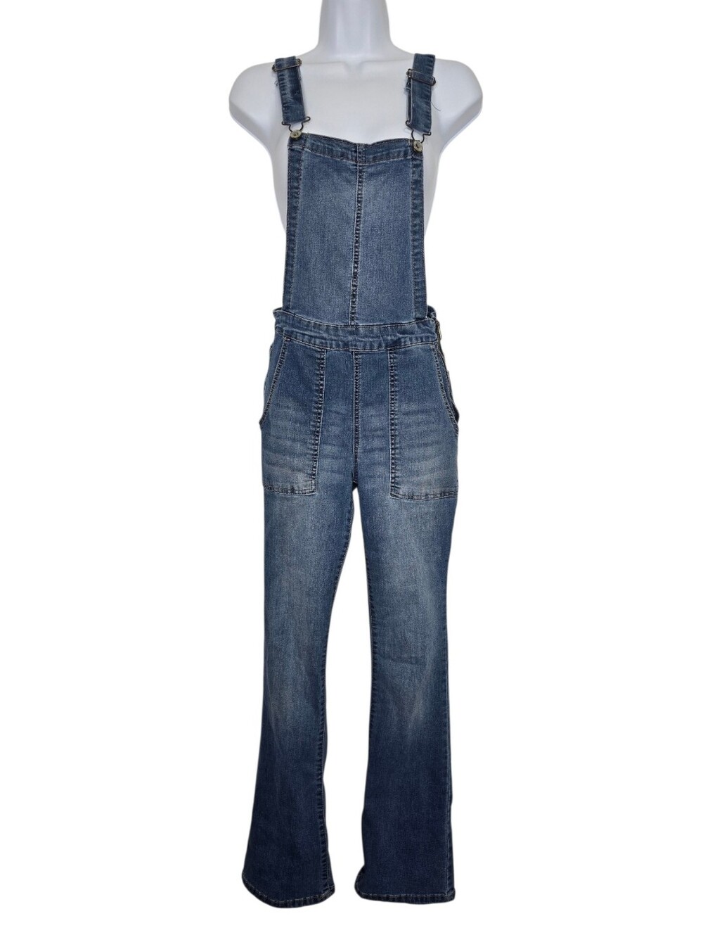 WallFlower Women's Insta Stretch Flare Denim Overalls